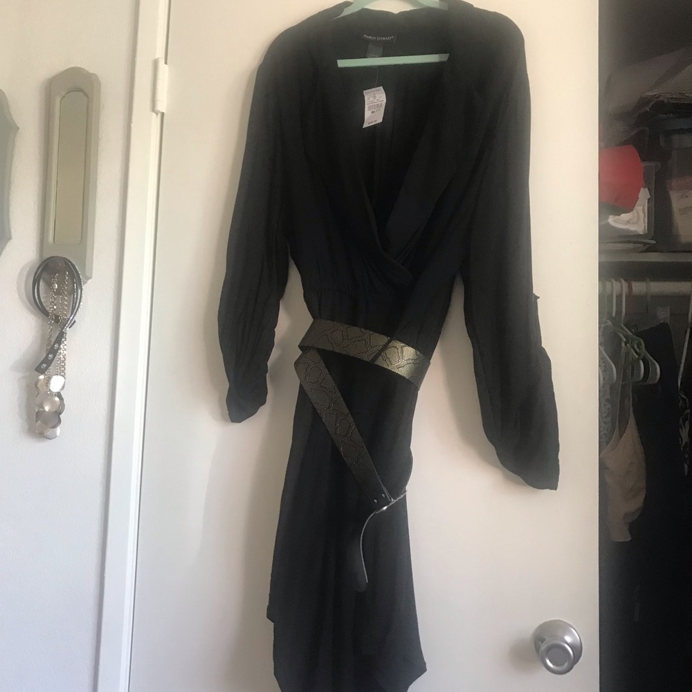 Plus sized Fun flirty black shirt style dress.